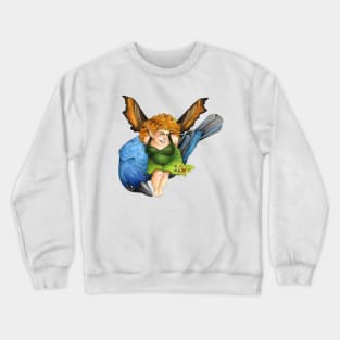 Indigo Bunting and Faerie Crewneck Sweatshirt